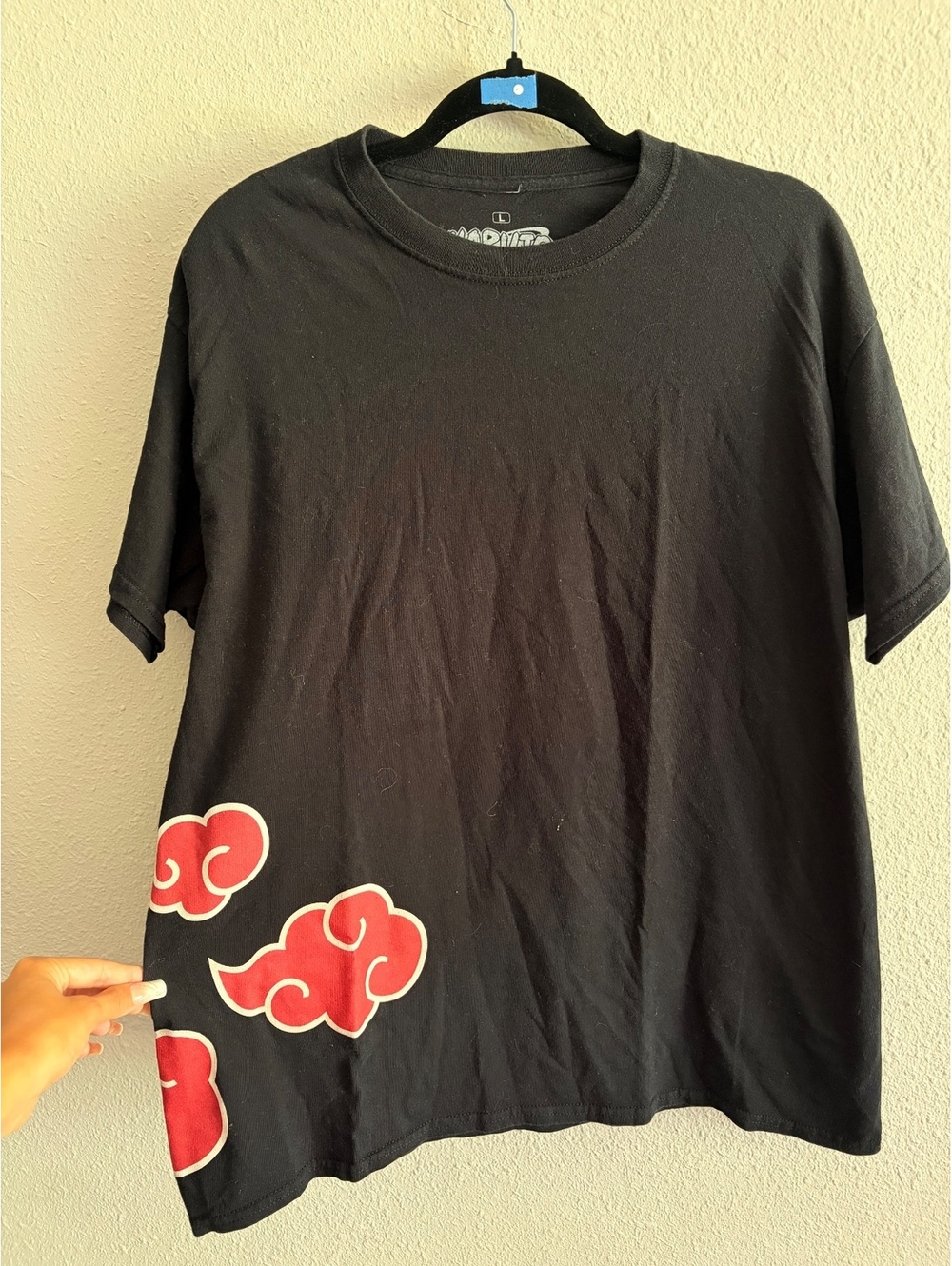 Naruto Shippuden Akatsuki Cloud Black T-Shirt Size Large